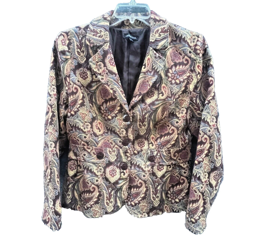 Vintage Brocade Blazer Womens Large Jacket Paisley Retro Fairy Classic Groovy